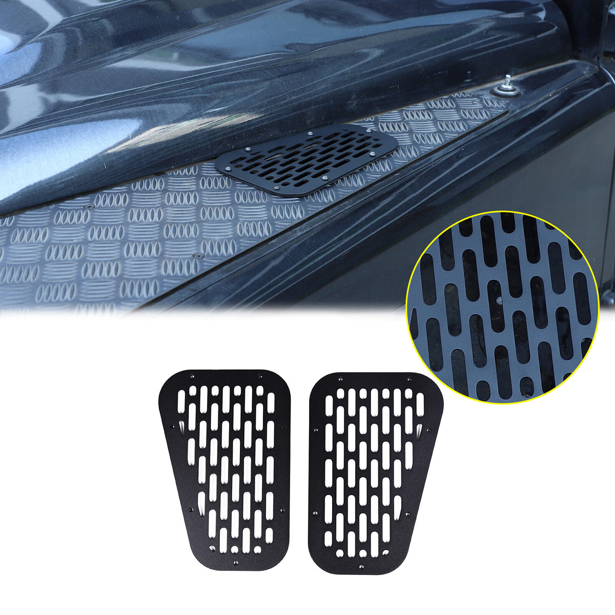 Black Alloy Front Hood Air Vent Cover Trim For Land Rover Defender 04-18 US 14