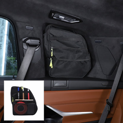 Black Rear Trunk Side Storage Bag Pockets Organizer For BMW X7 G07 2019-23 2
