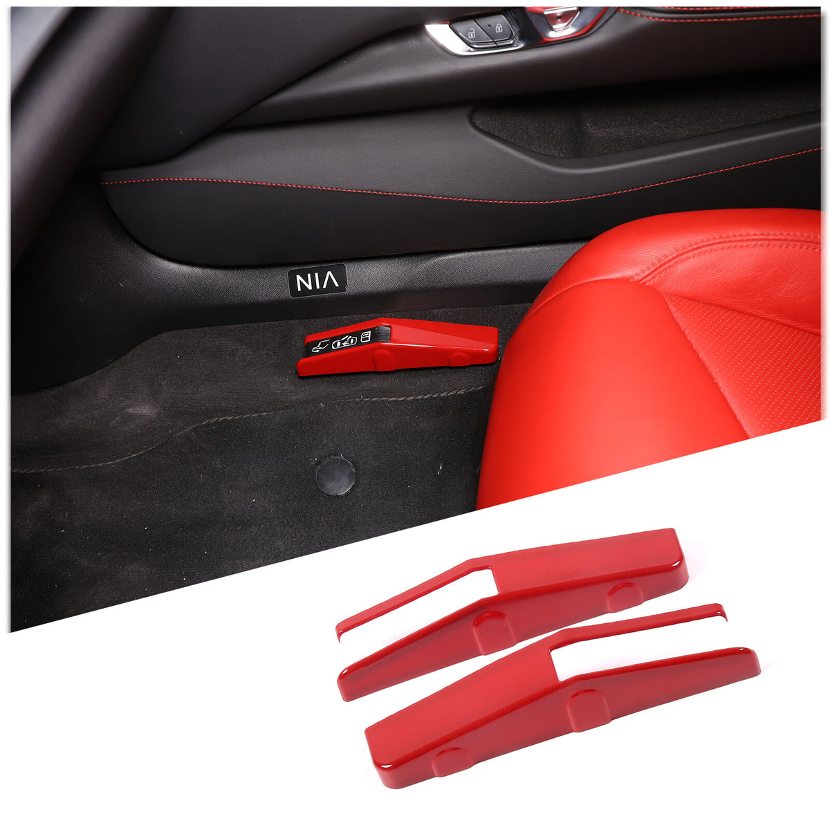 Red Full Interior Set Dash Panel Decor Cover Trim Kit For Corvette C8 2020-25 - Variants 6-10 16
