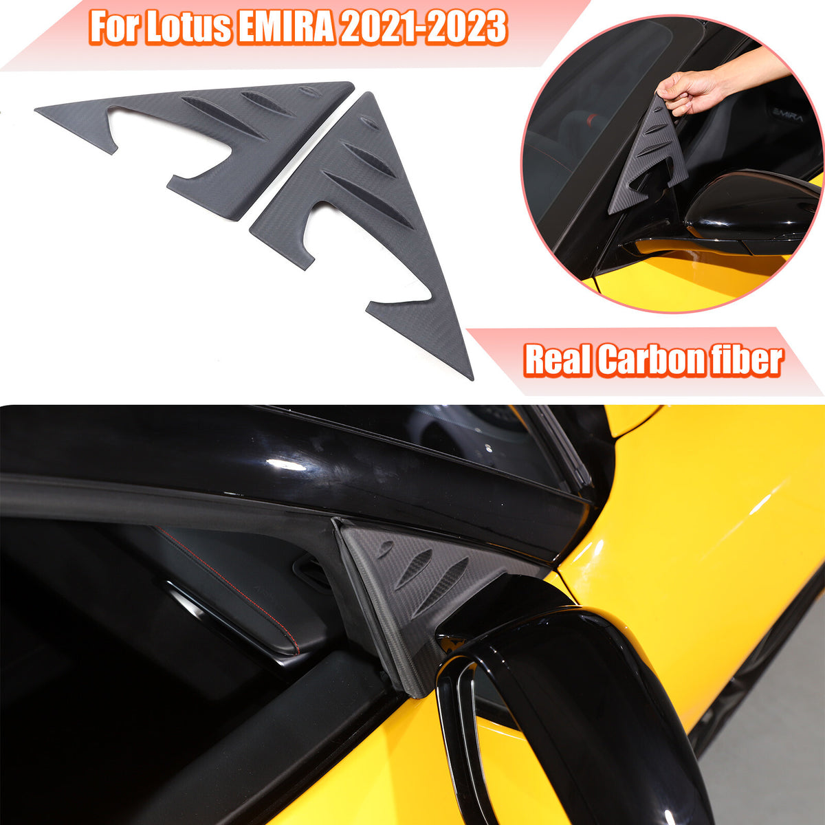 Matte Real Carbon fiber Window A Pillar Triangle Cover Trim for Lotus EMIRA 21+ 1