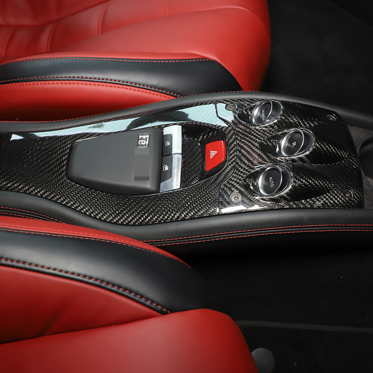 For 11-16 Ferrari 458 Real Carbon Fiber Center Console Gearbox Panel Trim Set 10