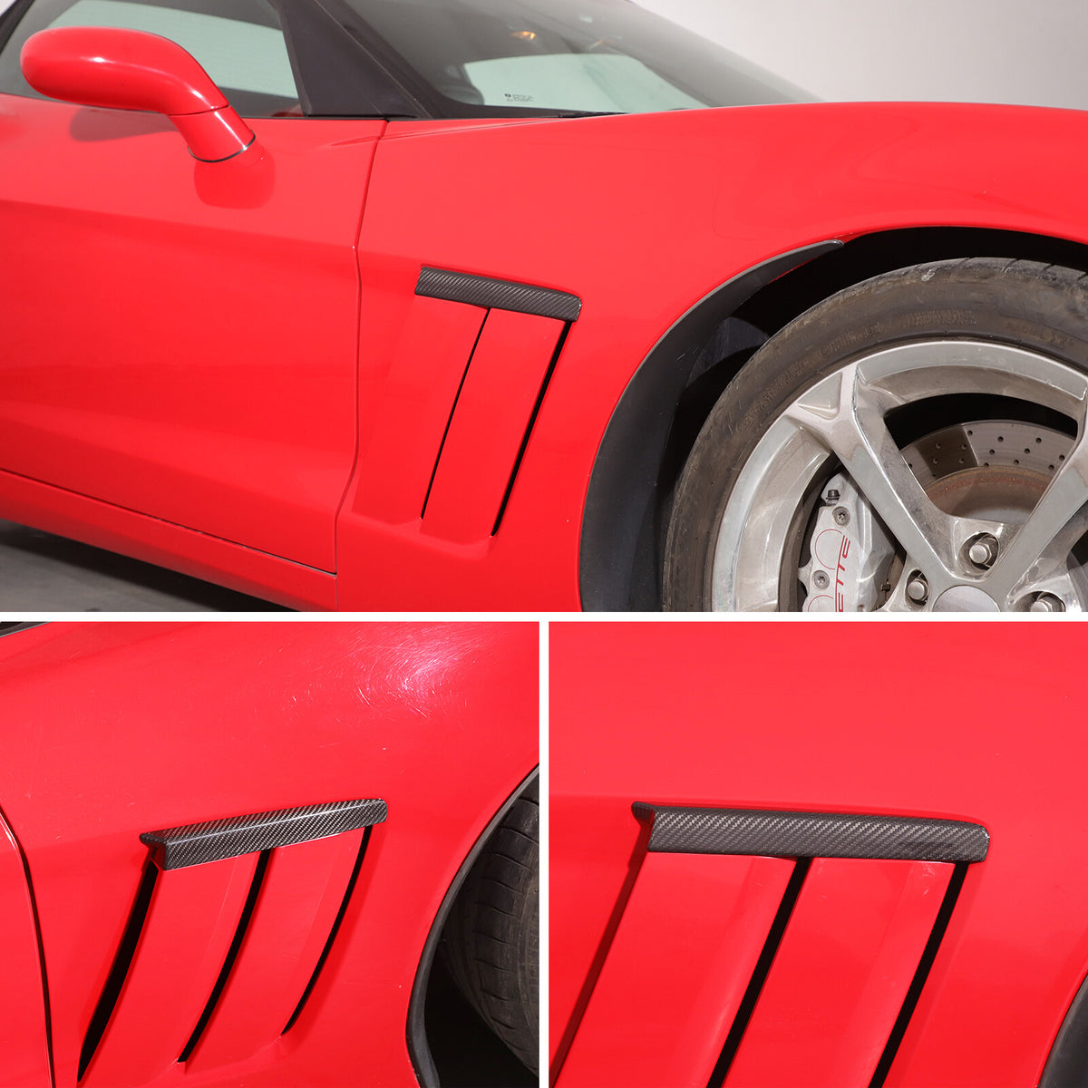Real Carbon Fiber Side Air Outlet Upper Emblem Panel Trim For Corvette C6 05-13 13