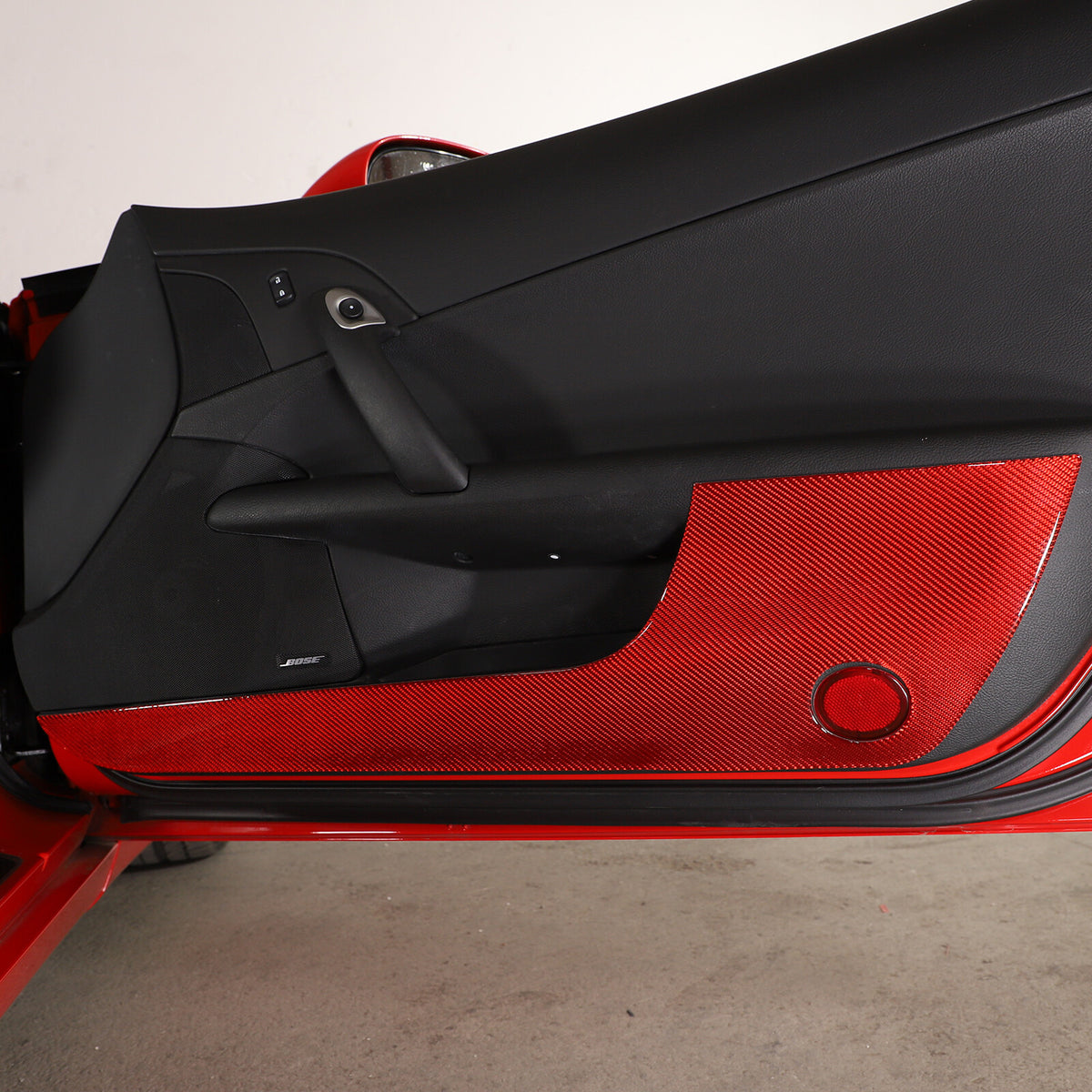 Red Carbon Fiber Door Bottom Anti-Kick Anti-Scratch Cover For Corvette C6 05-13 6