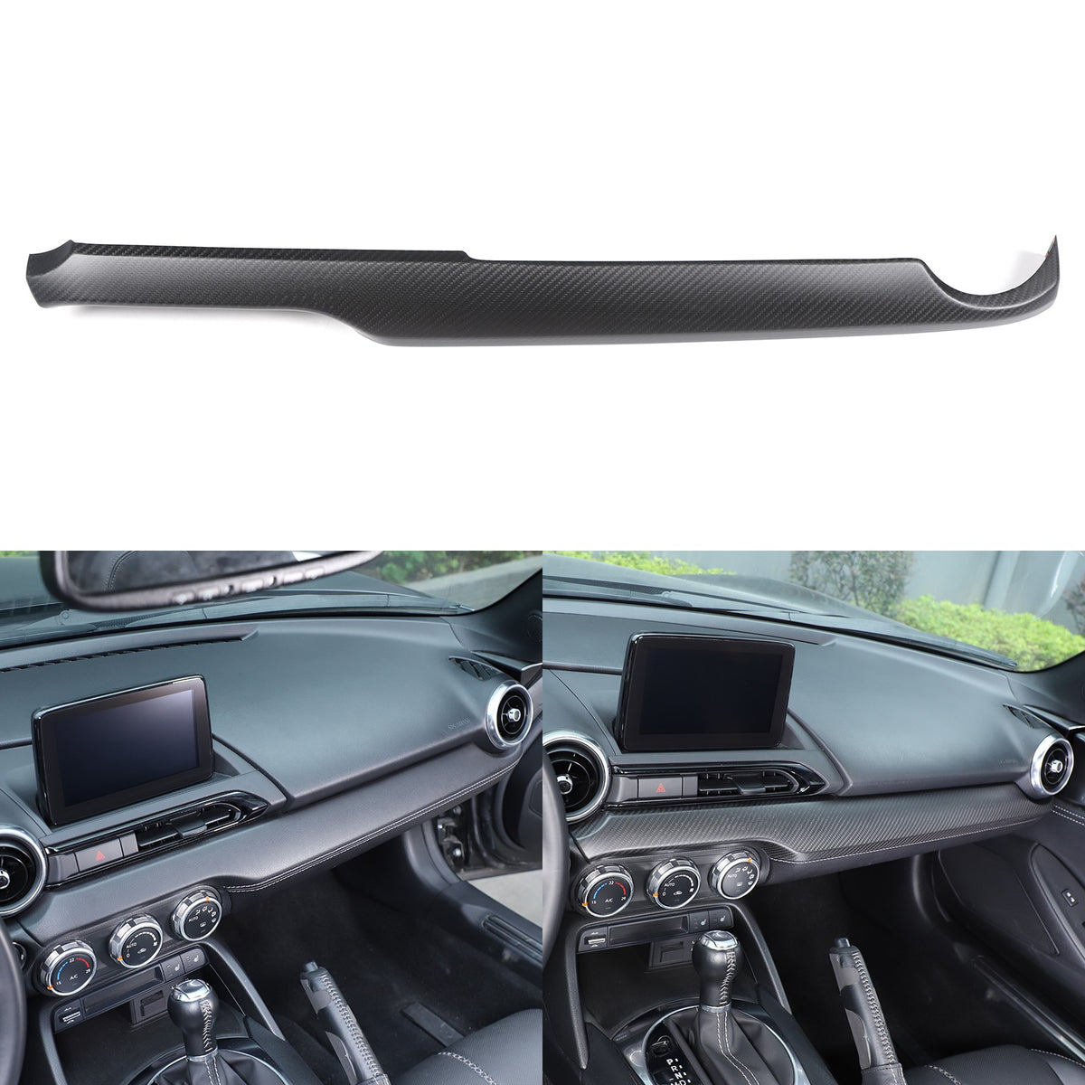 Matte Real Carbon Fiber Dashboard Center Trim Trim For Mazda MX-5 Miata 2016+ 1