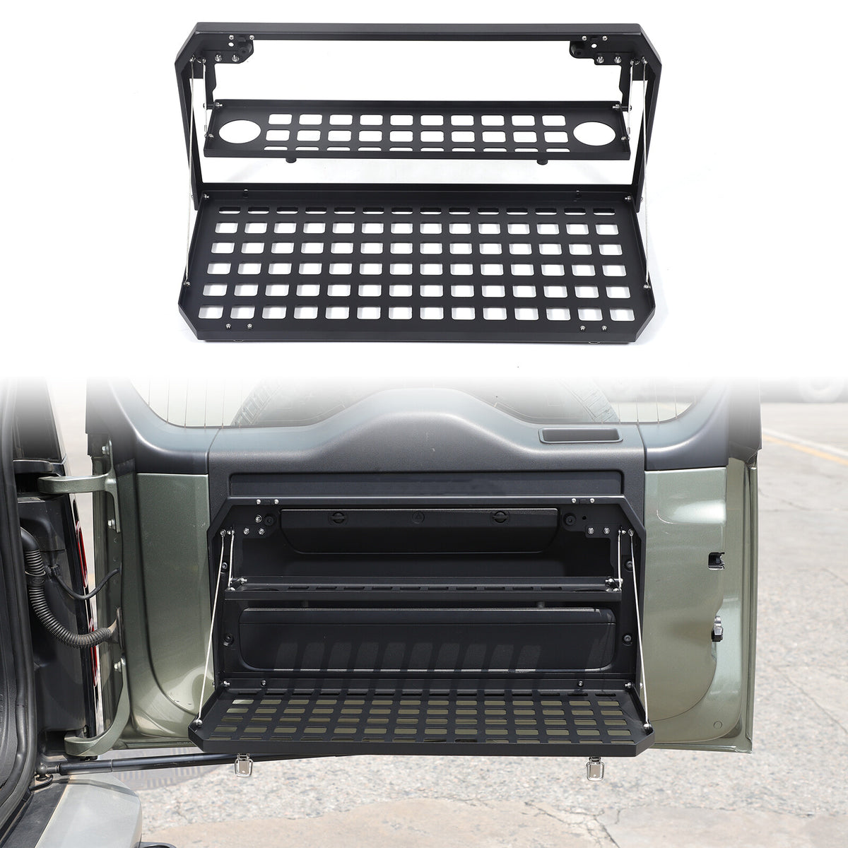 Alloy Rear Tailgate Shelf Rack Foldable Table For Land Rover Defender 2020-24 US 18
