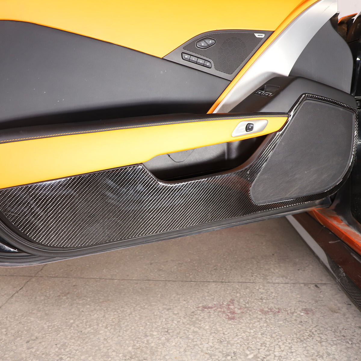 Carbon Fiber Interior Door anti-kick panel Trim Cover For Corvette C7 2014-19 US 9