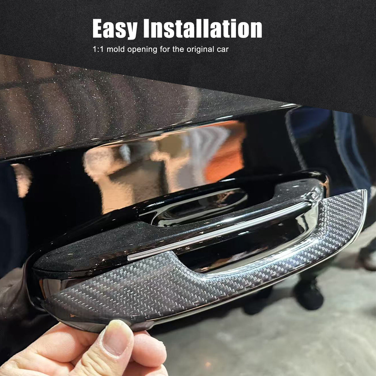 Real Carbon Fiber Exterior Door Handle Cover Trim For Cadillac Escalade 2021-23 3