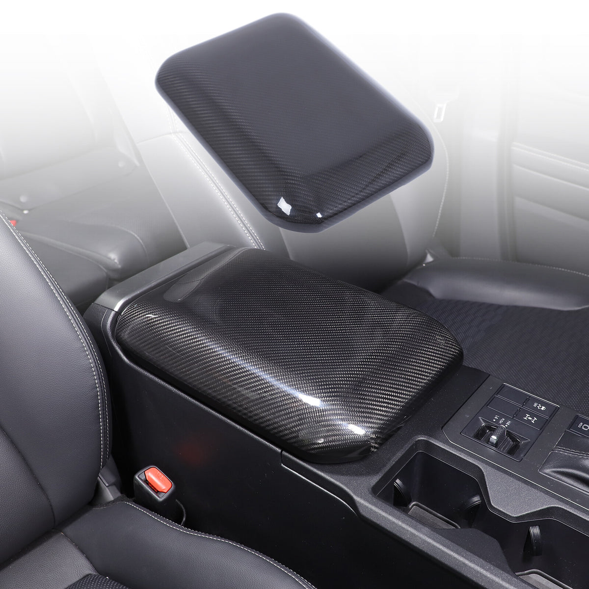 Real Carbon Fiber Center Armrest Box Trim For Toyota Land Cruiser LC250 24+ 2