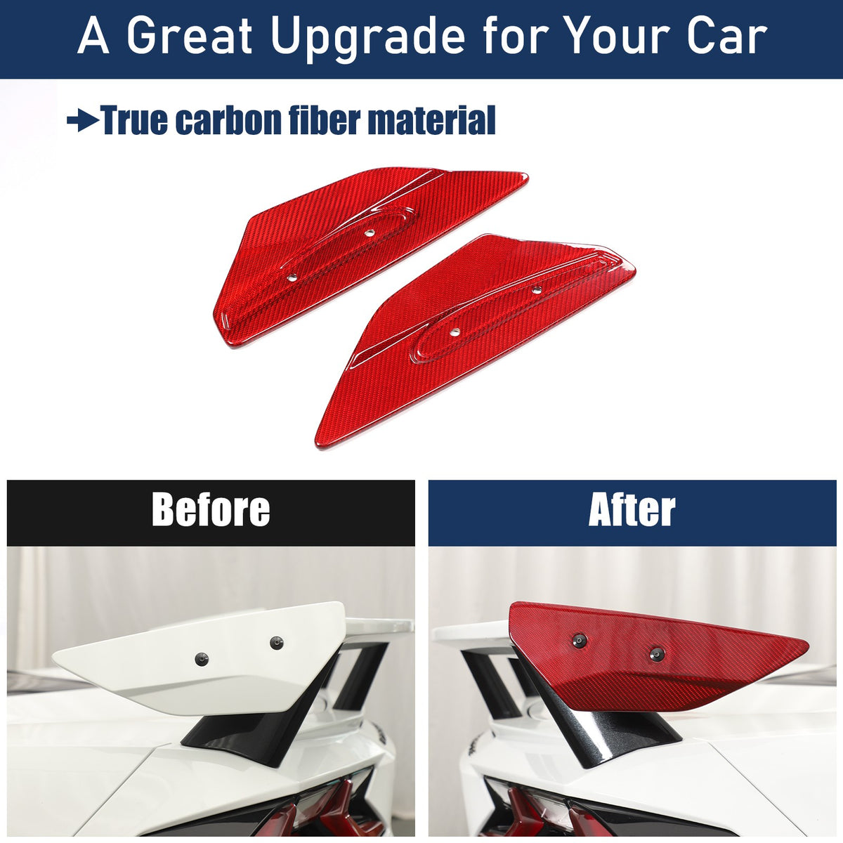 Replacement Red Real Carbon Fiber Rear Spoiler Panel Trim For Corvette C8 2020+ 24