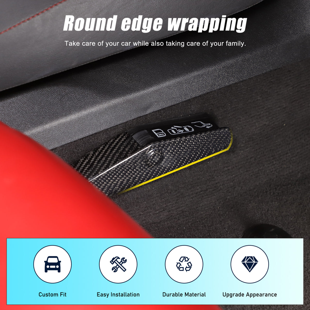 Real Dry Carbon Fiber Emergency Door Lock Switch Trim for Corvette C8 2020+ 12