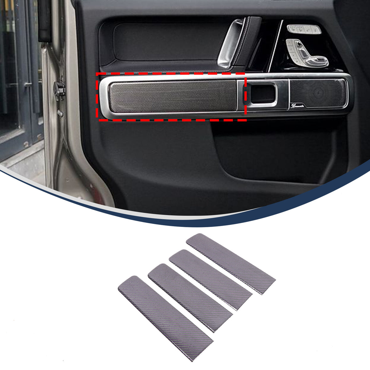 Purple Real Carbon Fiber Interior Door Panel Trim For Benz W463 G550 G63 2019+ 4