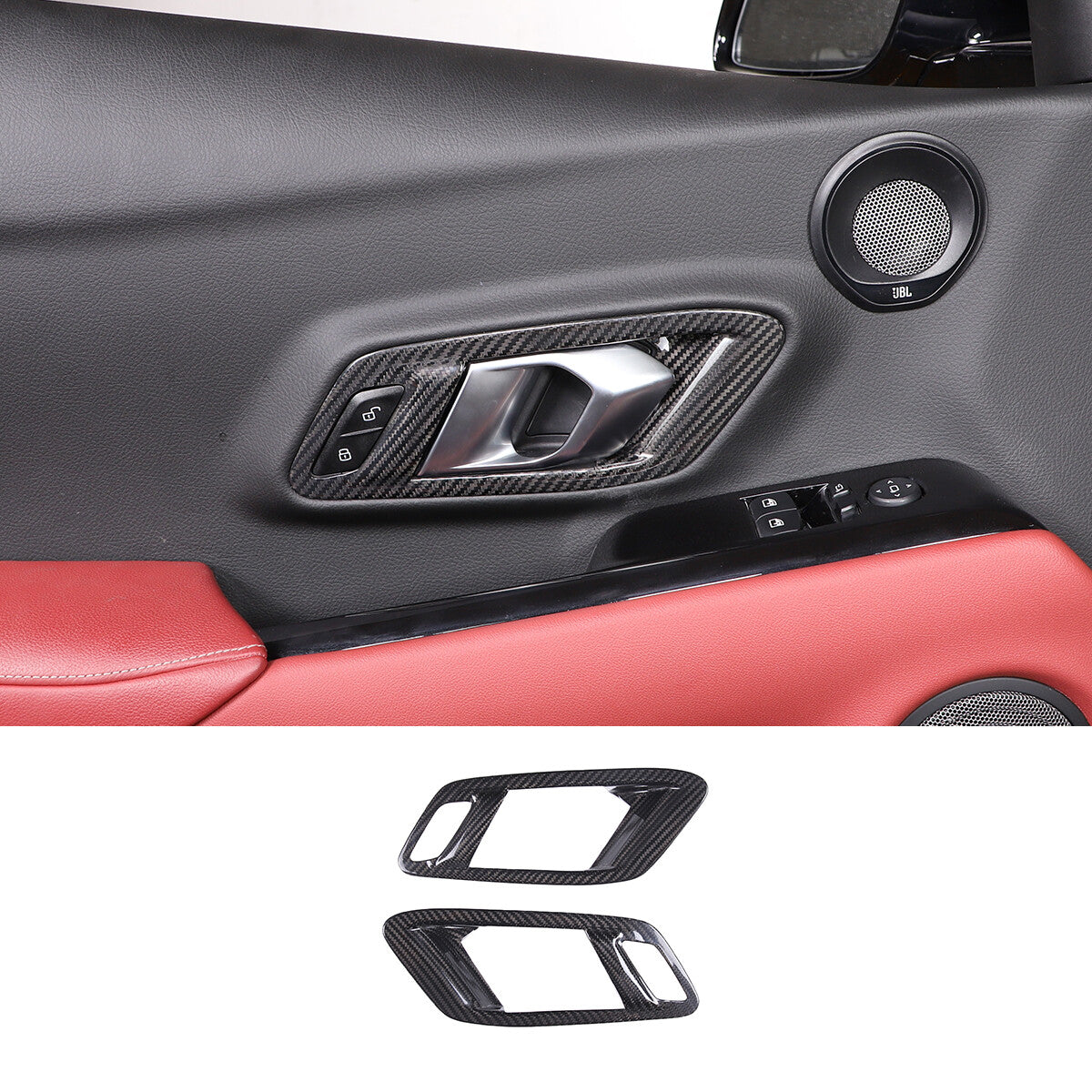 Carbon Fiber Inner Door Handle Frame Trim Cover for toyota supra A90 2019-24 1