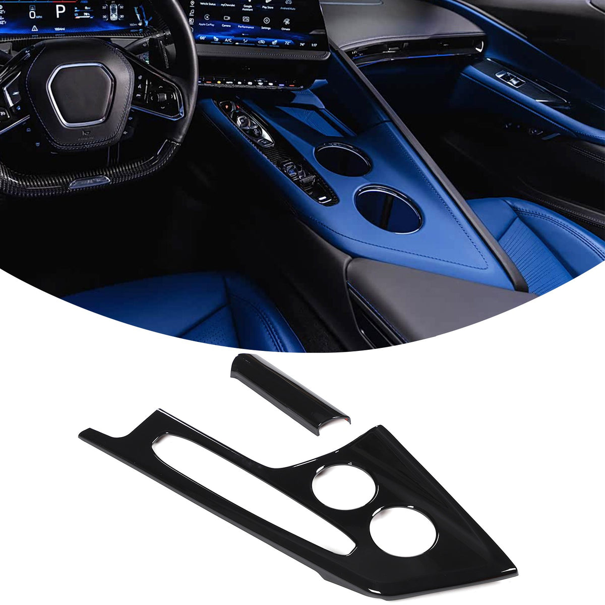 Glossy Piano Black Center Console Gear Shift Panel Trim For Corvette C8 2026+ 2