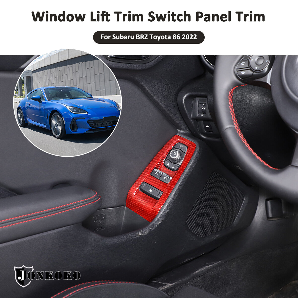 Red Real Carbon Fiber Interior Center Console Trim Set Kit For Subaru BRZ 22+ 78