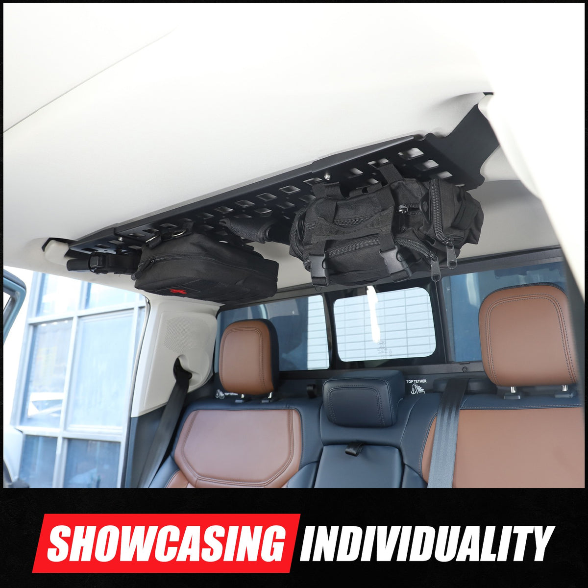 Aluminum Alloy Rear Roof Hanging Bag Rack Molle Panel For Ford Maverick 2022+ 12