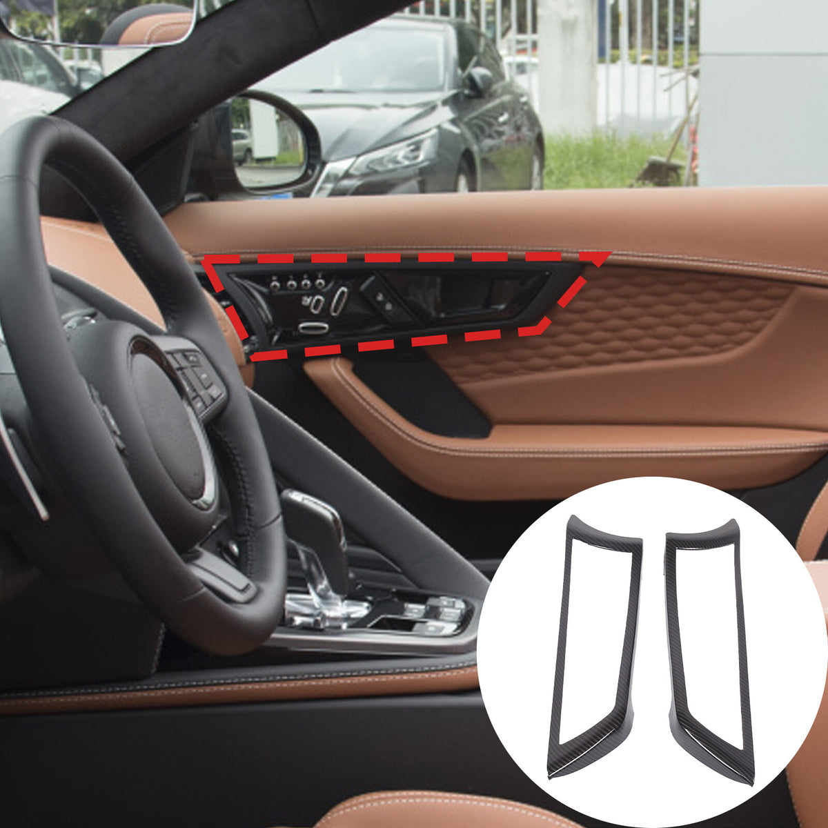ABS Carbon Fiber Inner Door Handle Frame Cover Trim For Jaguar F-TYPE 2013-24 US 5