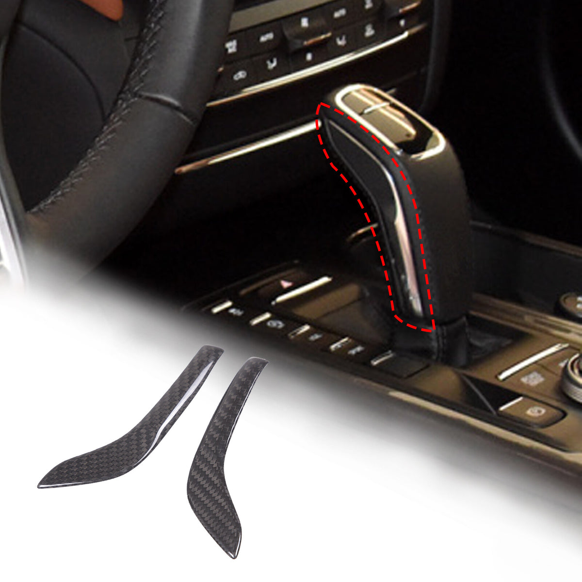 Real Carbon Fiber Gear Shift Knob Head Side Trim Cover For Maserati Ghibli 19-23 3