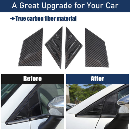 Real Carbon Fiber External A-Pillar Triangle Trim Cover For Fiat 500 2010+ 23