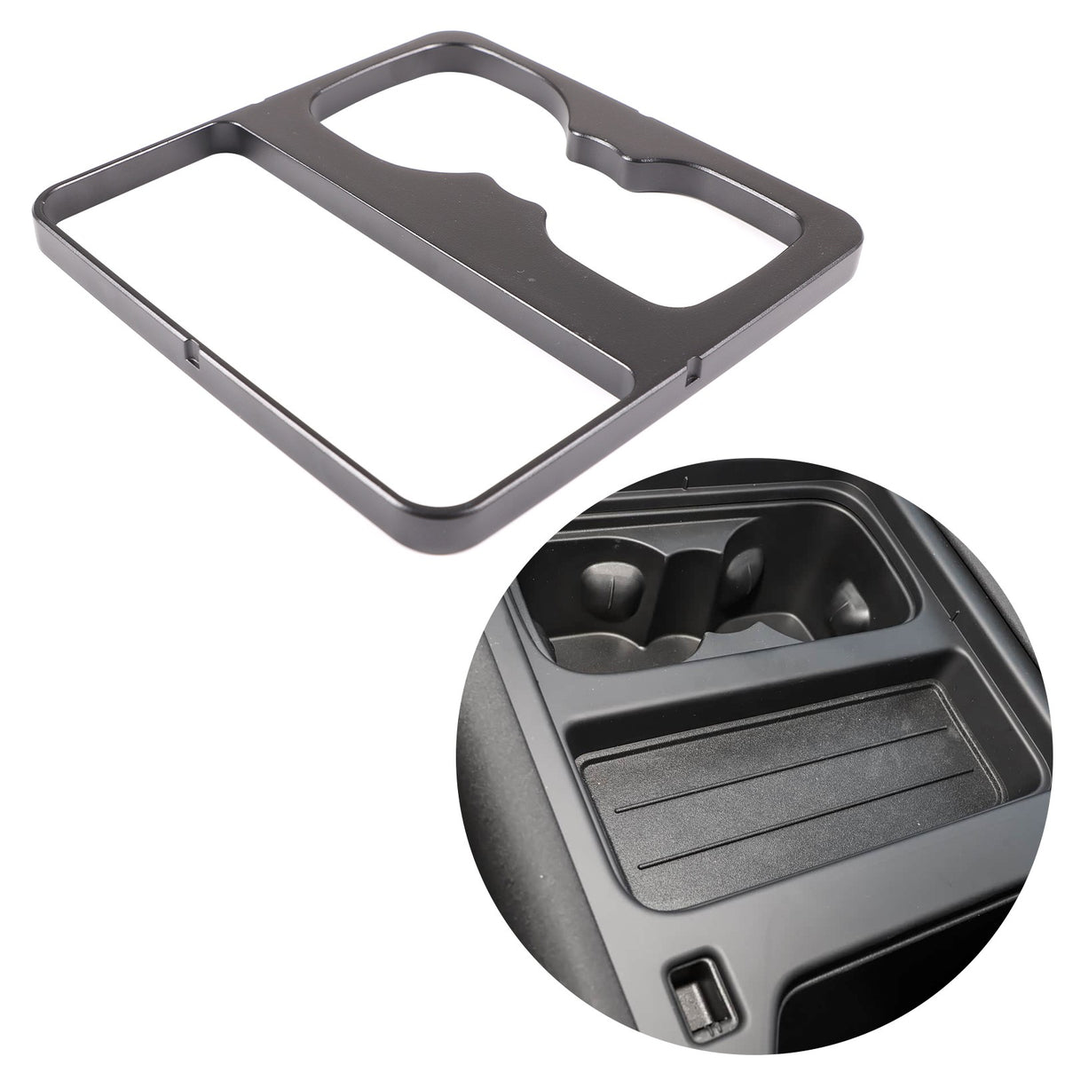 Black Aluminum Cup Holder Spacer Riser For Land Rover Defender L663 2020-2021 10