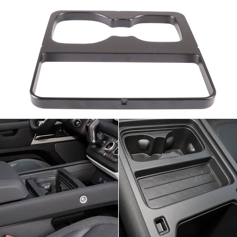 Black Aluminum Cup Holder Spacer Riser For Land Rover Defender L663 2020-2021 2