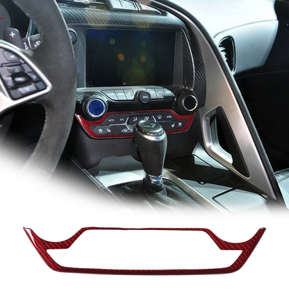 For Corvette C7 2014-19 Volume Mode Button Decoration Frame Red Dry Carbon Fiber 1