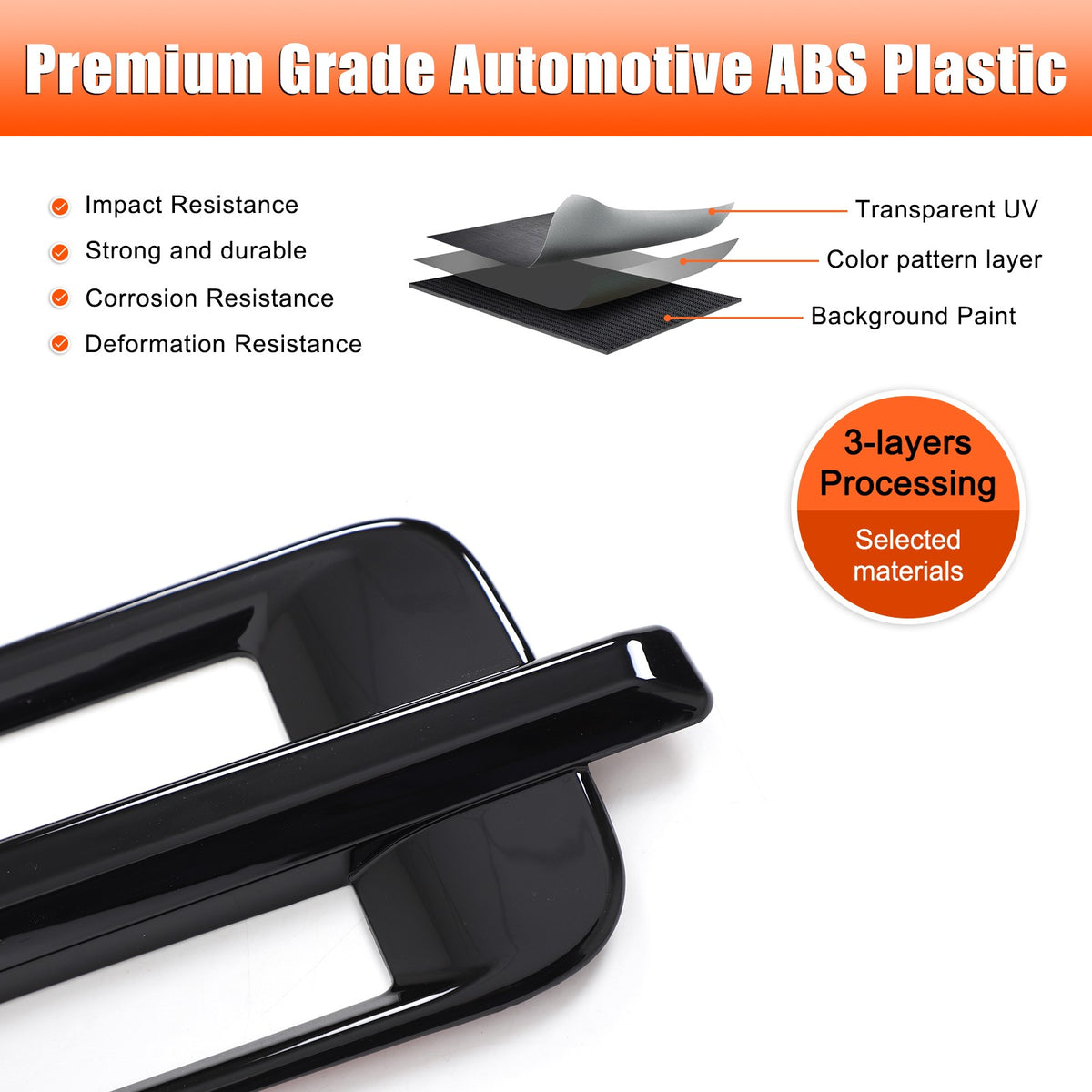 Glossy Piano Black Side Air Fender Vent Trim For Cadillac Escalade 2007-2014 21