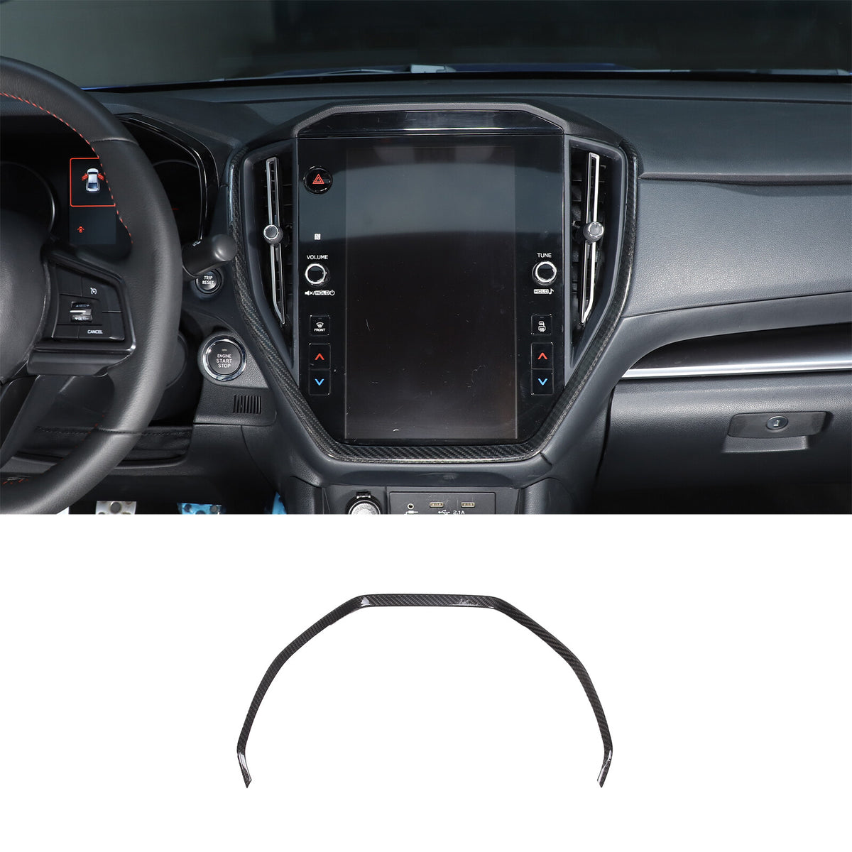 Real Carbon Fiber Center Navigation Screen Trim Cover For Subaru WRX VB 2022-24 1