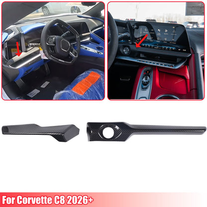 8PCS Carbon Fiber ABS Full Center Console Panel Trim Set For Corvette C8 2026+ 3