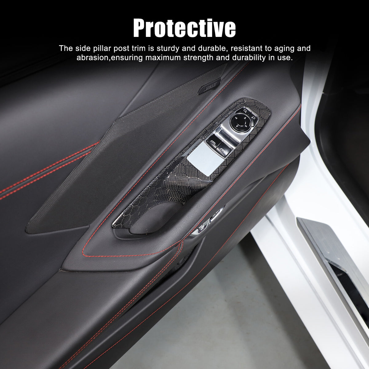 Honeycomb Carbon Fiber Window Lift Switch Panel Trim For Corvette C8 Convertible 7