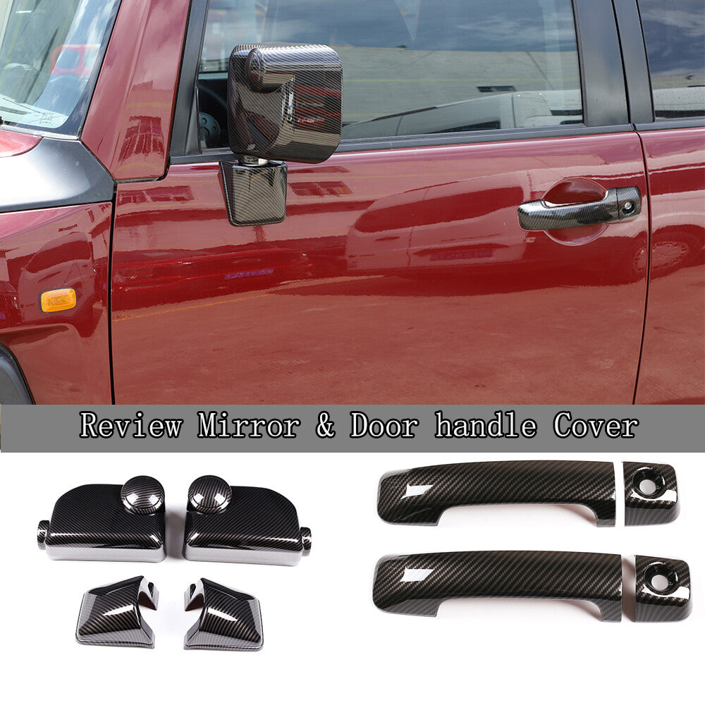 Carbon Fiber Style Rearview Mirror Cover & Door Handle Trim For FJ Cruiser 07-21 1