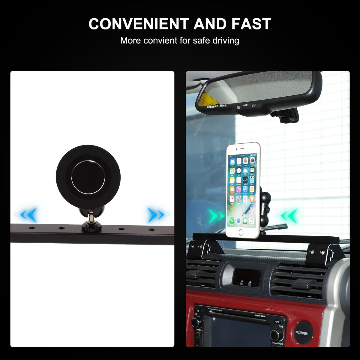 Magnetic Console Multi-Function Phone Mount Bracket For Toyota FJ Cruiser 07-21 11