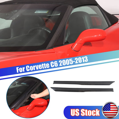 Real Dry Carbon Fiber Front A-Pillar Decorative Cover Trim For Corvette C6 05-13 1