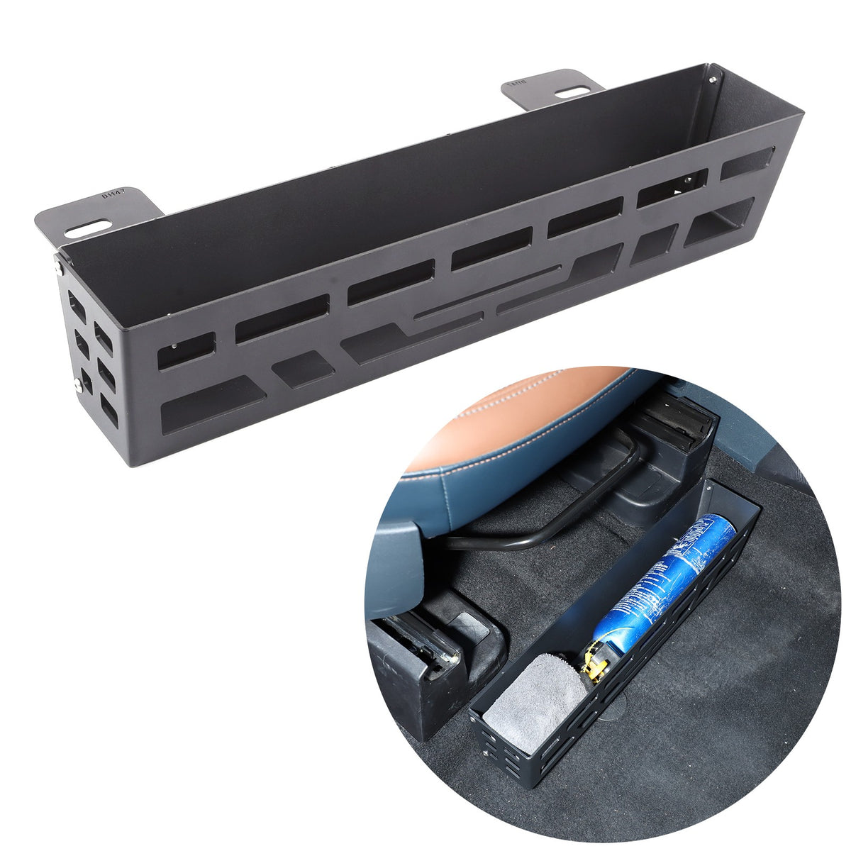 Carbon Steel & Aluminum Under Seat Storage Box Basket For Ford Maverick 2022+ 6