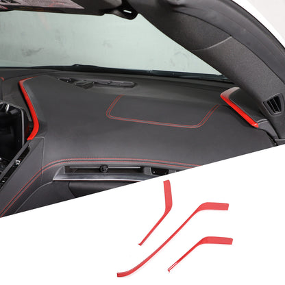 ABS Red Console Side Dashboard Trim Strips For Corvette C8 Stingray 2020-25 17