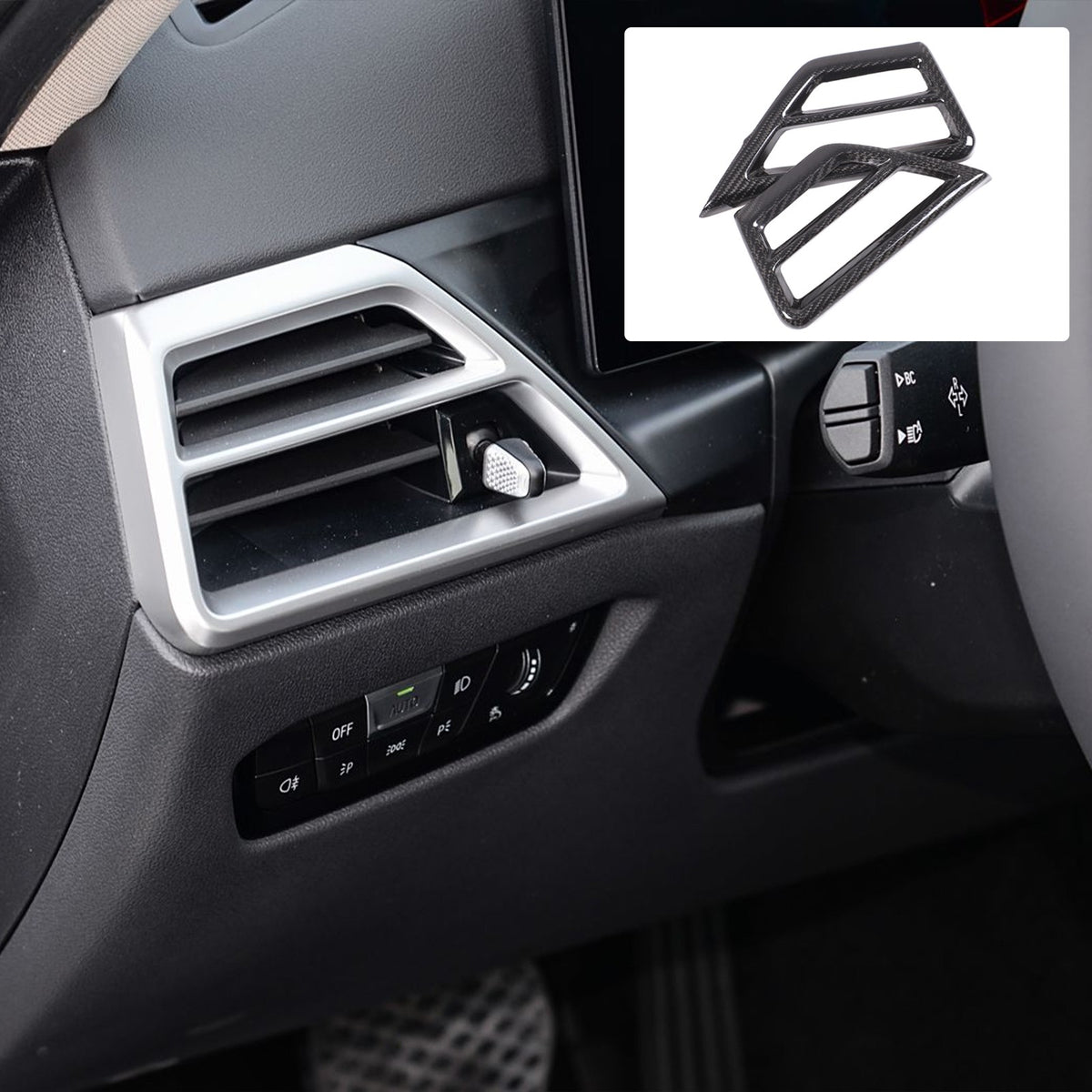 Real Carbon Fiber Side Air Vent Frame Trim For BMW 3 4 330i 430i G20 G21 25+ US 16