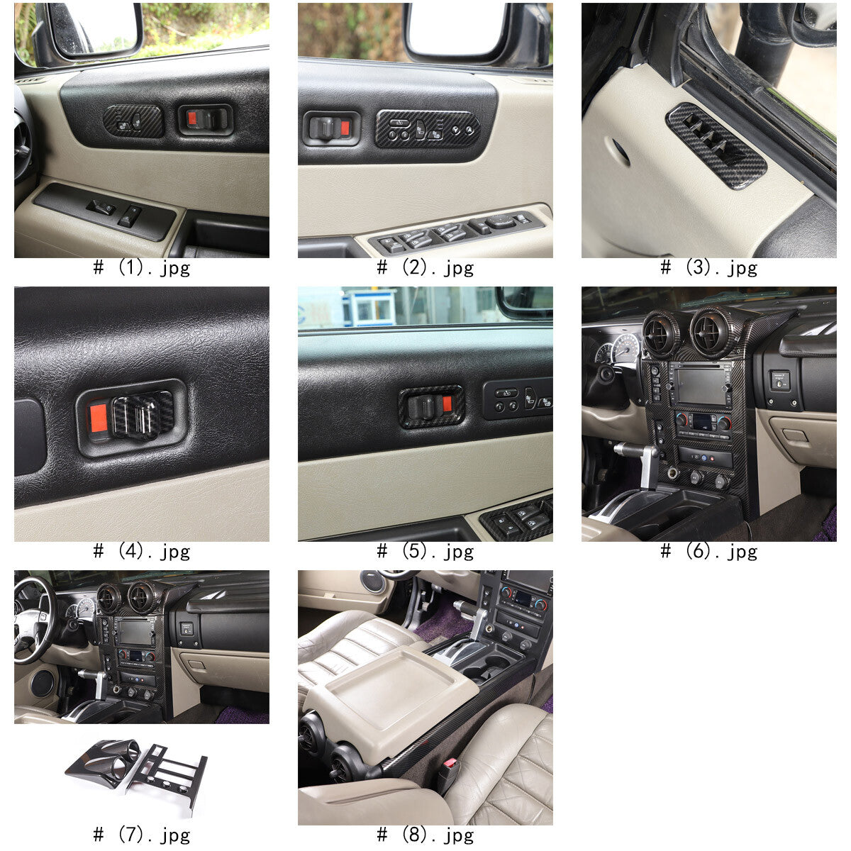 21PCS ABS Carbon Fiber Interior Cover Dash Trim Kit For Hummer H2 2003-2007 2