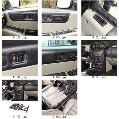 21PCS ABS Carbon Fiber Interior Cover Dash Trim Kit For Hummer H2 2003-2007 2