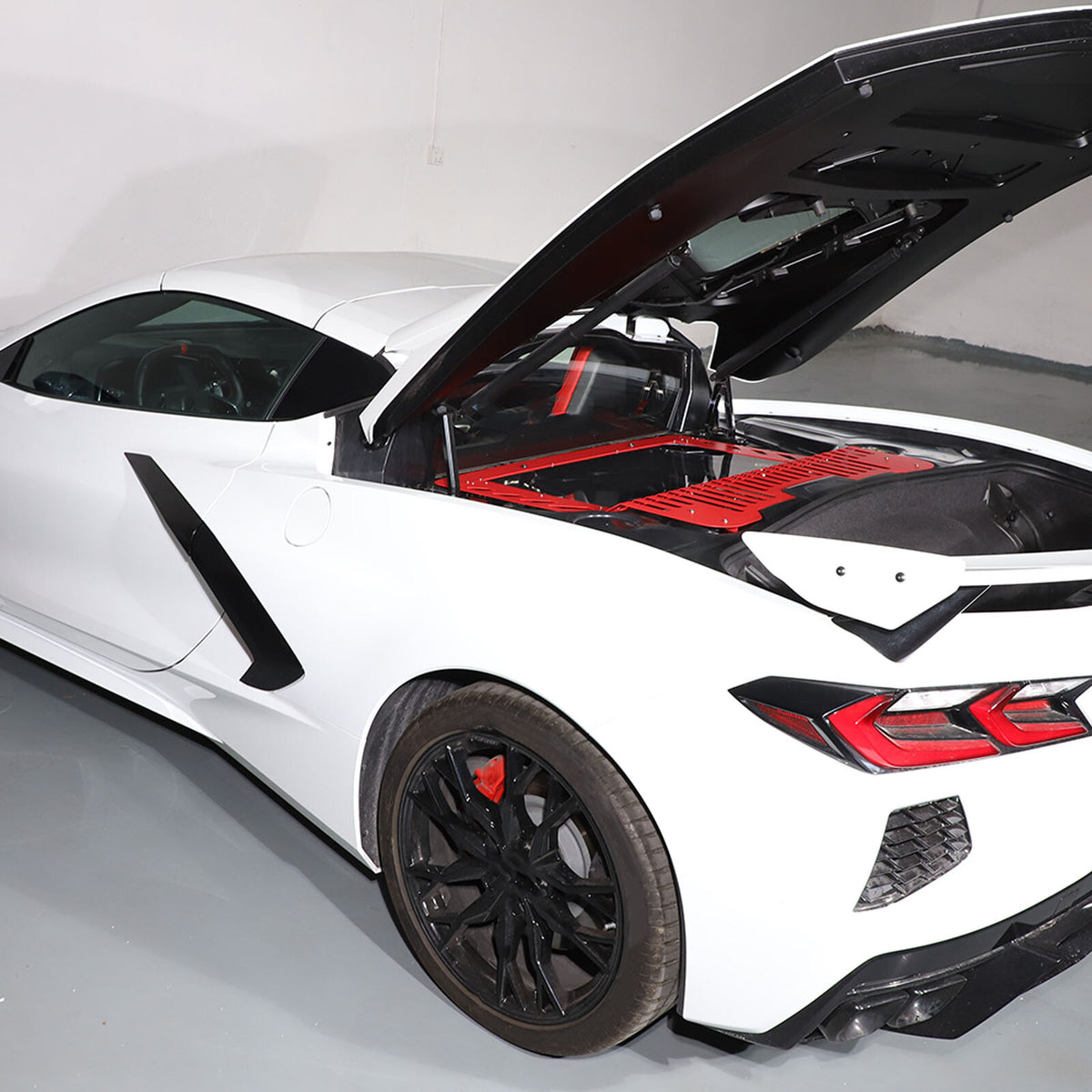 Red Alloy Engine Bay Panel Cover Trim Fit For Corvette C8 2020-26 13