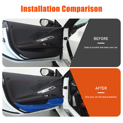 Blue ABS Inner Door Anti-Kick Panel Cover Trim For Corvette C8 2020-26 23