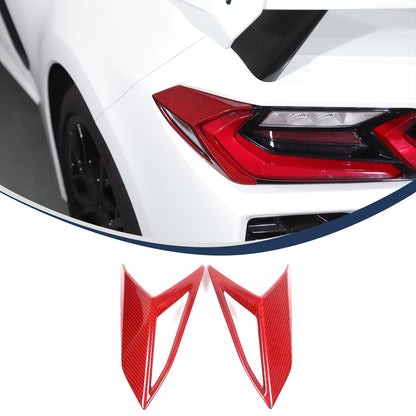 Red Real Carbon Fiber Rear Tail Light Side Trim For Corvette C8 2020+ 2