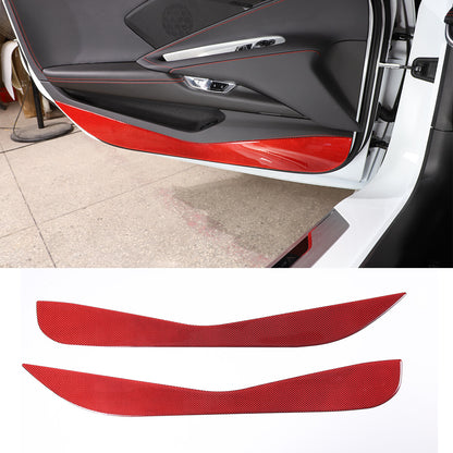 Red Soft Carbon Fiber Interior Decor Trim Kit Cover Set For Corvette C8 20-25 217
