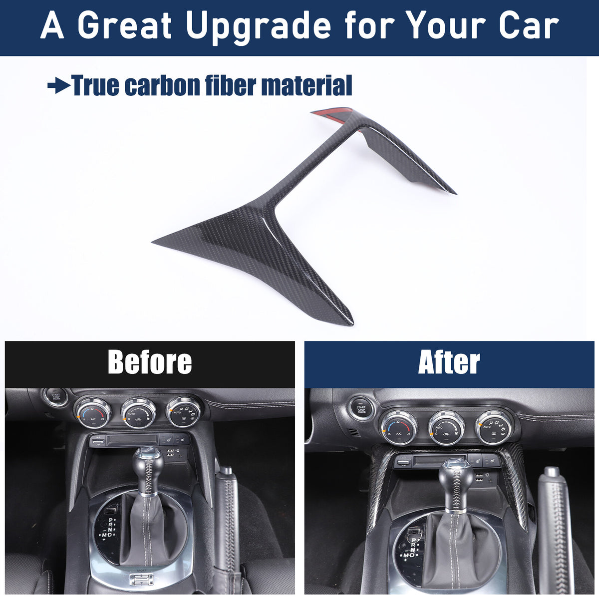 Real Carbon Fiber Front Center Console Trim Cover For Mazda MX-5 Miata 2016-2025 18