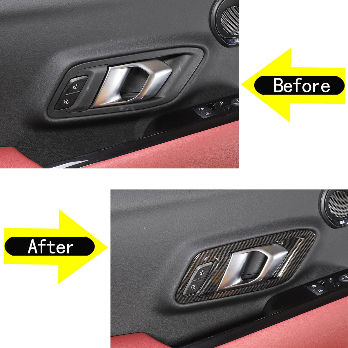 ABS Carbon Fiber Interior Door Handle Cover Trim Frame For Toyota Supra 19-24 6