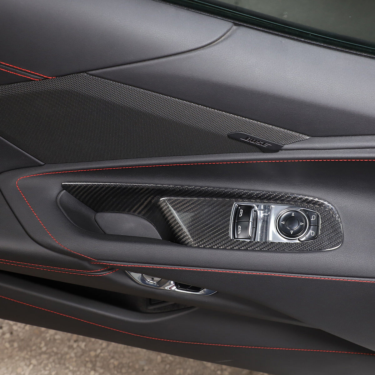 Real Carbon Fiber Window Lift Switch Panel Cover Trim For Corvette C8 Coupe 20+ 9
