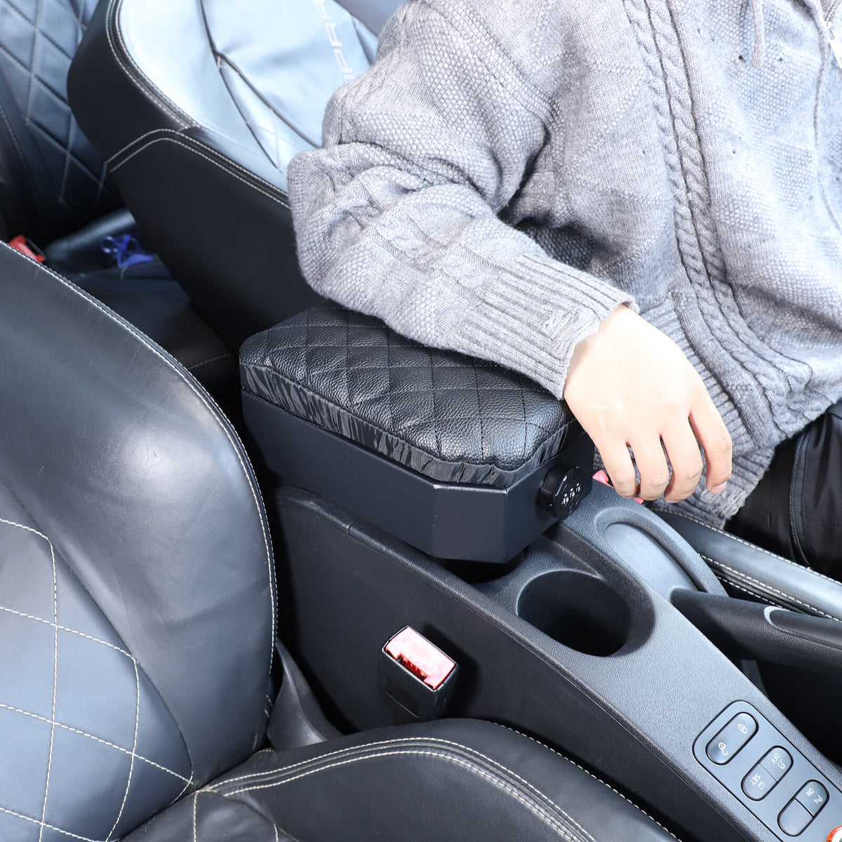 Aluminum Locking Center Armrest Vault Safe Storage Box For SEAT Leon 2008-2012 19