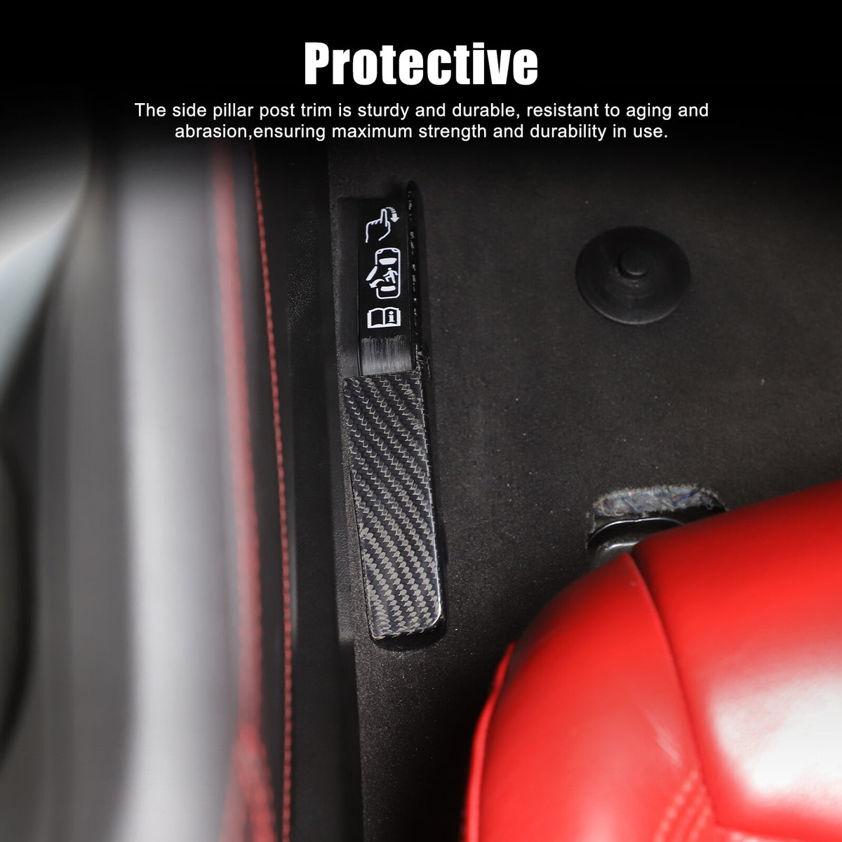 Real Dry Carbon Fiber Emergency Door Lock Switch Trim for Corvette C8 2020+ 5