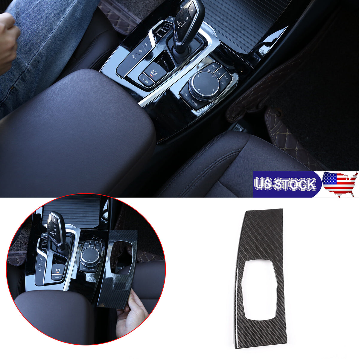 Real Carbon Fiber Multimedia Knob Panel Trim For BMW X3 G01 X4 G02 2018-2020 2