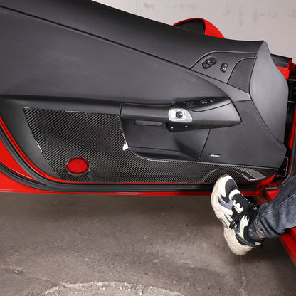 Carbon Fiber Door Upper & Bottom Anti Kick Panel Trim Sticker For Corvette C6 16