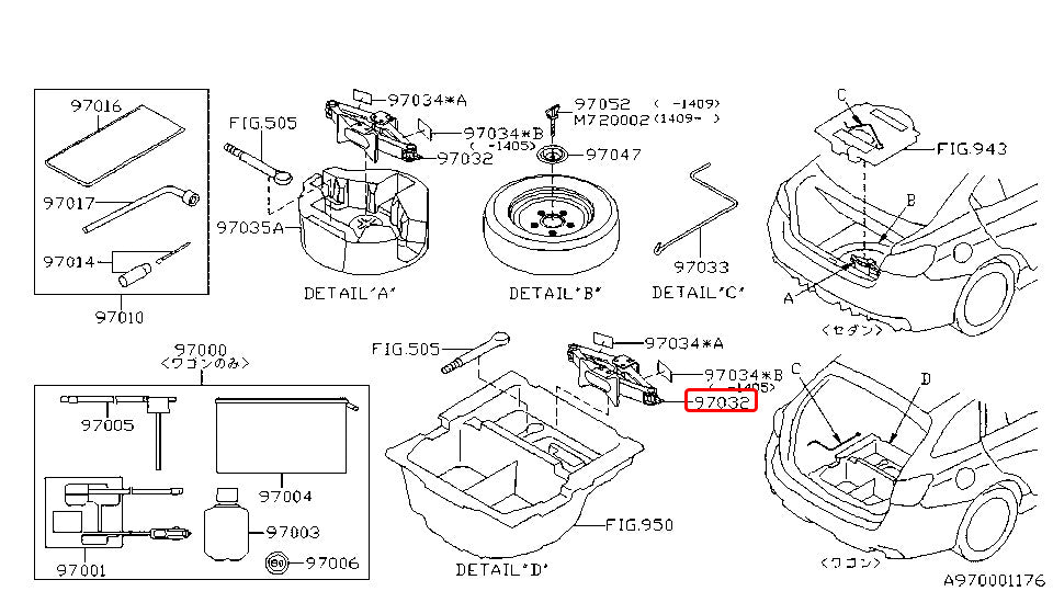 Subaru OEM Jack Tool Kit 97032AL001 for Impreza 3