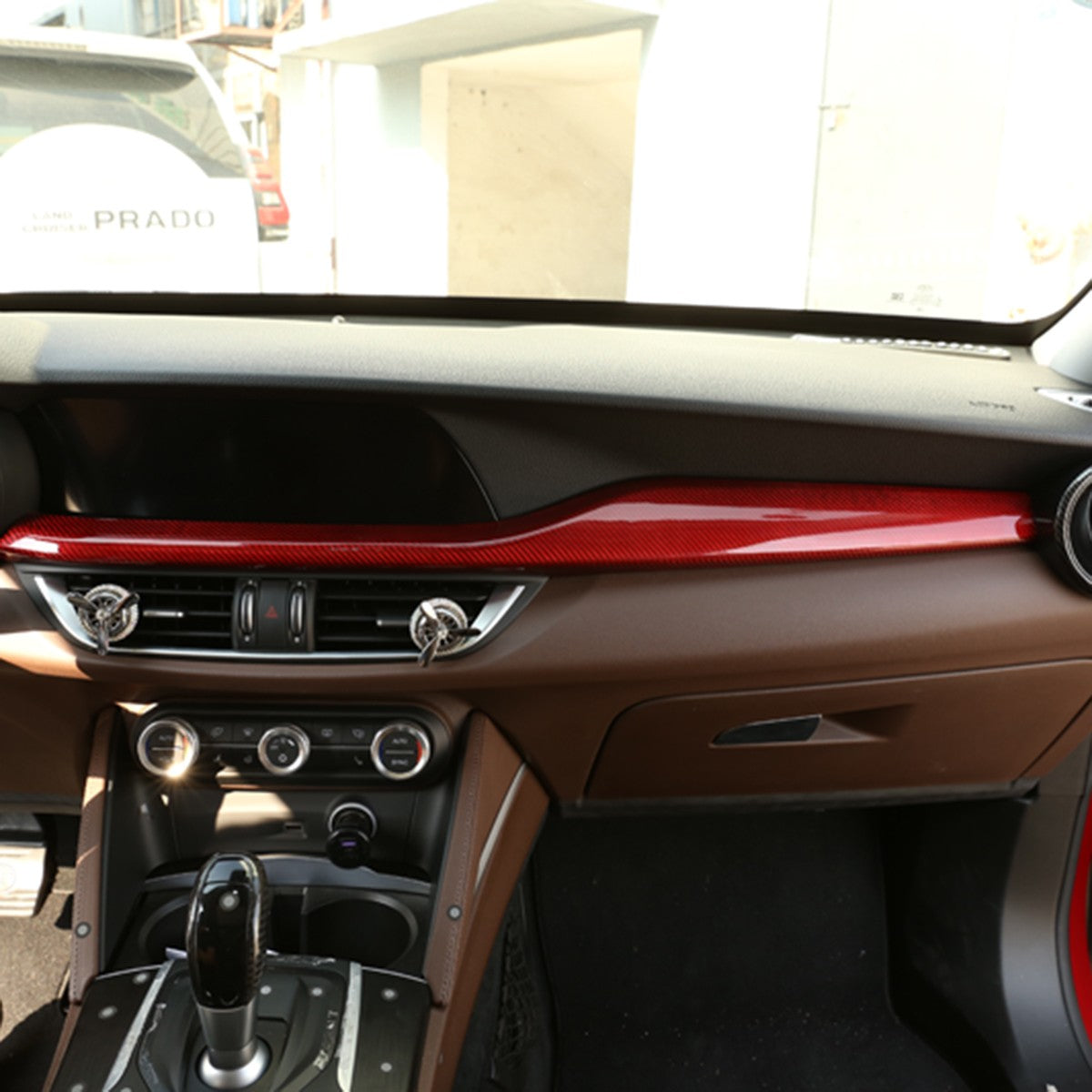 Red Real Carbon Fiber Center Dashboard Trim For Alfa Romeo Stelvio 949 2017-2020 5